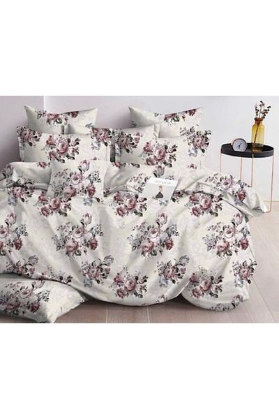OEM Double Bedding Set, Mini Peonies Bouquet, Reversible Sheet, 6 Pieces, 2 Persons, 230x245cm, Finet, M