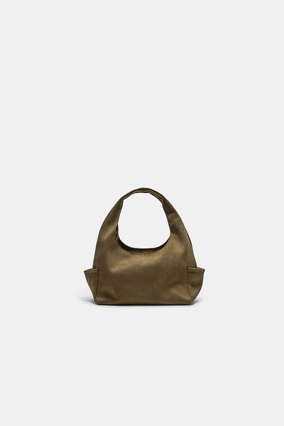 Stradivarius Faux suede shoulder bag with pockets