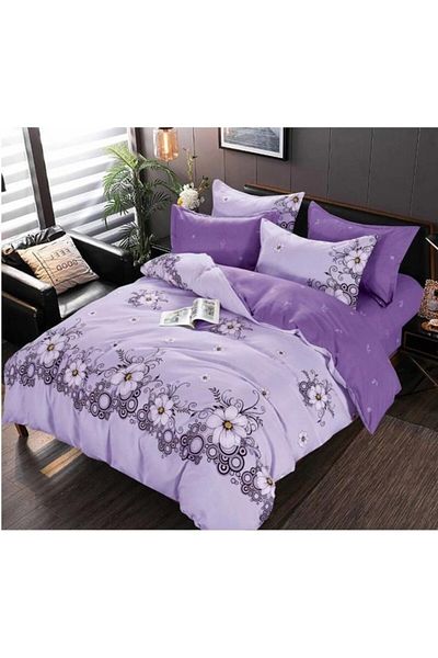 Pucioasa Double Bed Linen, Pucioasa, Finet, 6 Pieces, Floral Print, 245x250cm, Purple-Lilac