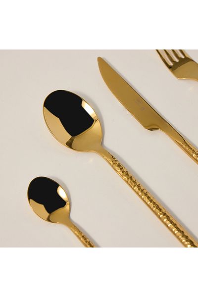 LA MESA Manuscript 16 Pcs Cutlery Set Gold Color