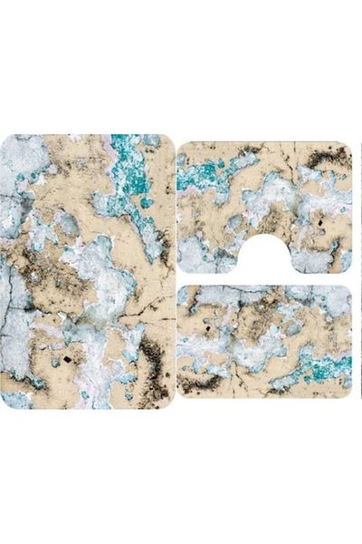OEM Set 3 Bathroom Rugs, Marble Print M1, Non-Slip, Multicolored, 50x60cm, 50x80cm, 60x100cm