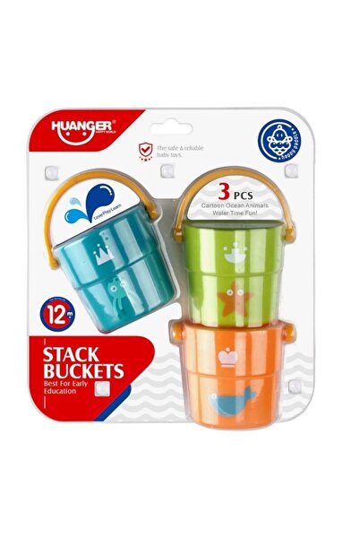 divendi-ro Set de joacă cu 3 găleți pentru copii de 1 an+, pentru apă sau nisip, plastic, multicolor