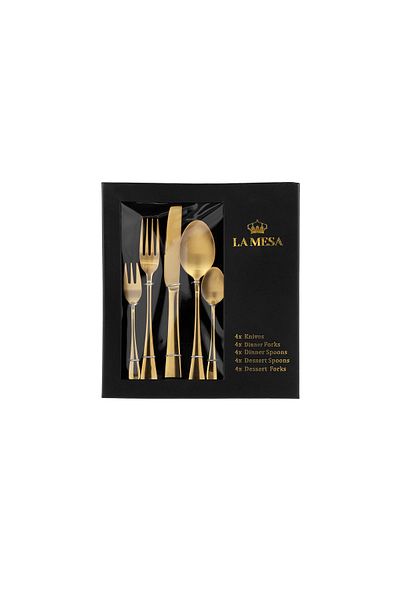 LA MESA 20PCS CUTLERY SET SHINY AND MATT GOLD