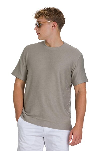 Hatemoğlu Khaki Regular Fit Crew Neck Basic T-Shirt