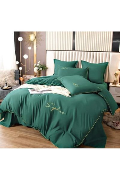 OEM Bed Linen Set, Uni, Finet, 2 People, 6 Pieces, 230x245cm, Emerald Green