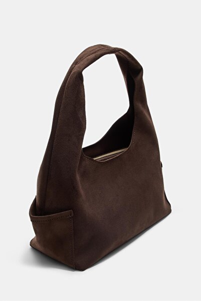 Stradivarius Faux suede shoulder bag with pockets