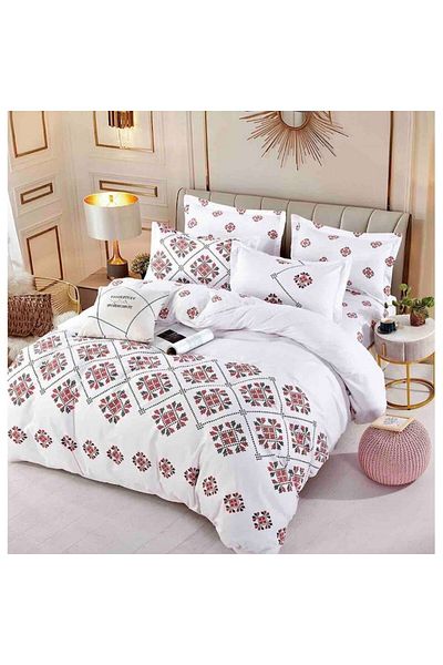 JOJO HOME Lenjerie de pat dublu cu elastic, Jojo Home, imprimeu Traditional, M9, 6 piese, 2 persoane, 180x200c