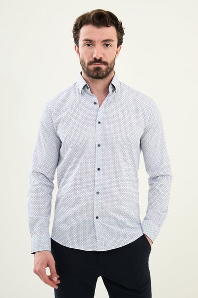 Mcr Patterned Slim Fit Cotton Men's Shirt White - 27073.25Y