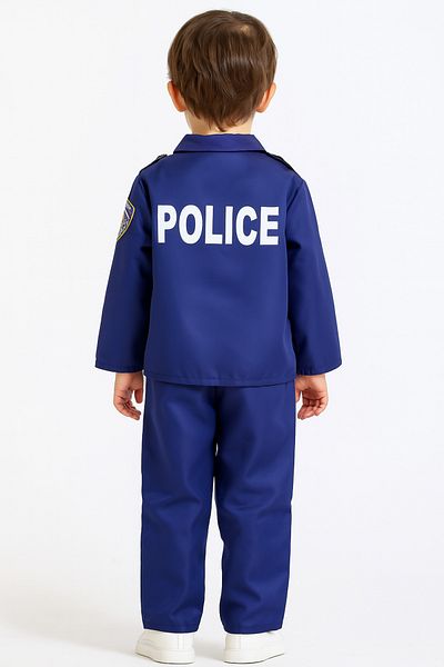 OEM Children's Police Costume - Navy Uniform with Cap, Handcuffs, Whistle and Belt, 4-5 years, 120 cm