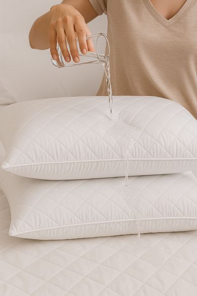 Nart Home Set de perne de pernă, matlasat din bumbac, rezistent la lichide, pachet de 2 protectoare de pernă, alb