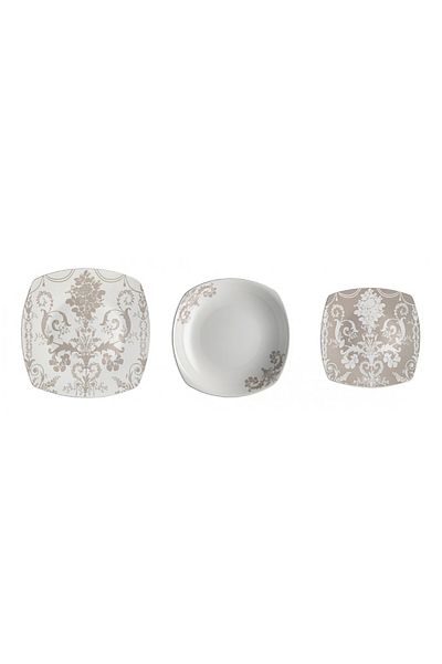 Brandani Gift Group Set of 18 porcelain plates with modern design Deco Brandani