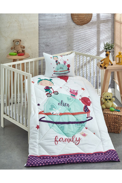Komfort Home Printed 100% Cotton Silicone Fiber Baby Quilt+Pillow