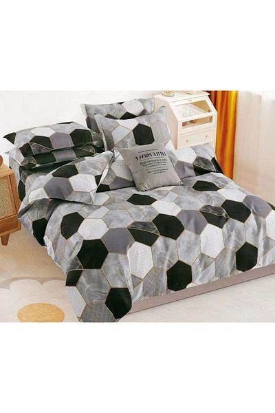 OEM Double Bed Linen Set, Geometric Print, Reversible Sheet, 6 pieces, for 2 persons, 230x245cm, Finet,