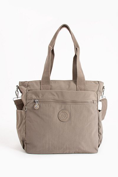 Sanmorris Women's Large Size Compartment Water Resistant Parachute Fabric Crossbody and Shoulder Strap Mink Color Bag