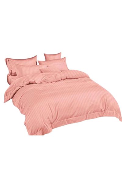 OEM Lenjerie de pat, 6 piese, 2 persoane, 230X250cm, Finet, Uni, Corai
