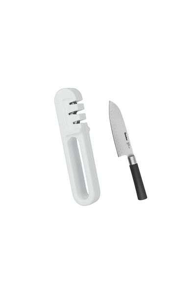 Metaltex Knife Sharpener 19cm (Made in Italy) + Free 29cm Chef’s Knife Sharp Blades, Effortless Prep