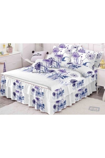 OEM Lenjerie de pat dublă cu volane, Finet, 6 piese, model păpădie, 200x230cm