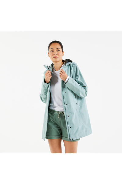 Decathlon Tribord Women's Sailing Raincoat - Light Green - Sailing 500