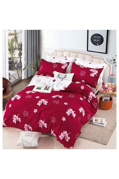 JOJO HOME Lenjerie de pat, Jojo Home, imprimeu Crengute, 6 piese, 2 persoane, 245x250cm, Finet Superior, Cicla