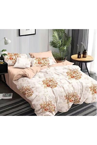 Pucioasa Set lenjerie de pat dublu, Finet, 6 piese, 2 persoane, coș cu flori, 245x250cm, Alb-Be