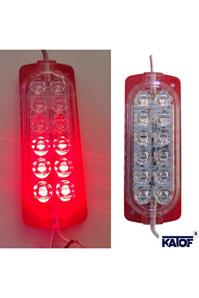 KARAKÖY LED SHOP 12Volt 2.4Watt 12 Ledli IP65 Oto Araç için Çakar Modül Led Kırmızı