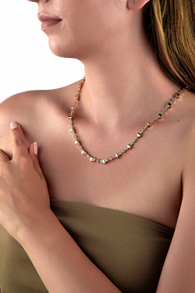 innuendo jewelery قلادة سلسلة من الحجر الملون باللون الذهبي