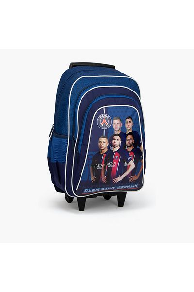 PSG Paris Saint Germain Printed 18-inch Trolley Backpack with Adjustable Straps - 28x13x45 cms