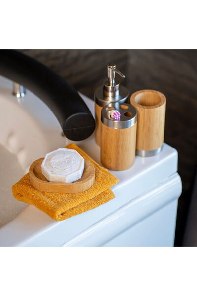 Evidea Bath Bambu 4'lü Banyo Aksesuar Seti - Bej