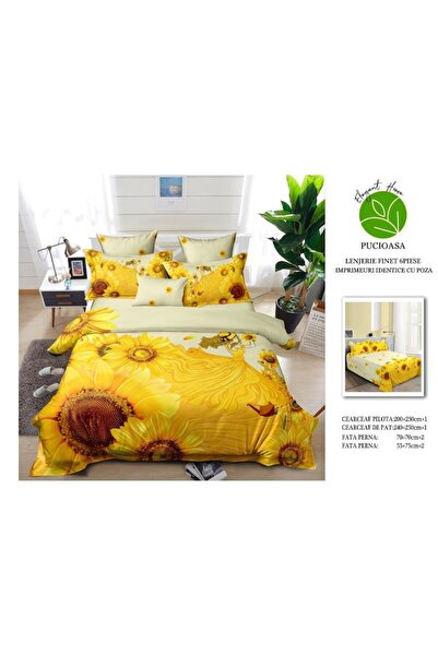 Pucioasa Double bed linen, reversible, 3D Sunflower Dress, 6 pieces, 240x250cm, Finet Sa