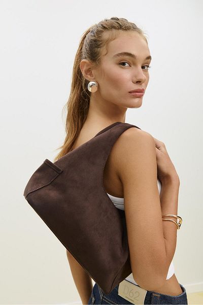 Stradivarius Faux suede shoulder bag with pockets