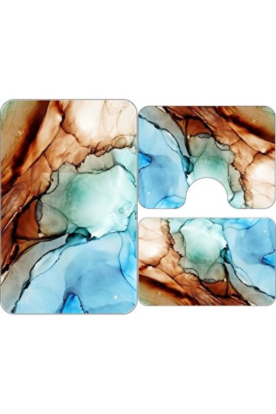 OEM Set of 3 Bath Mats, Marble Print M2, Non-Slip