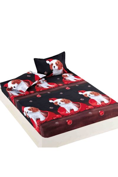 JOJO HOME Husa de pat si 2 fete de perna, Jojo Home, Finet, 2 persoane, 3 piese, Catel, 160x200cm, Multicolor