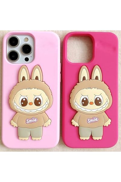 Generic (2pCombo)-3D Cartoon Bunny Case, Soft Silicone Protective Cover, Cute Design for 16 Pro Max