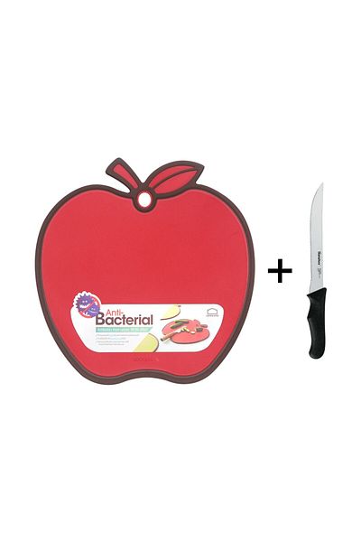 locknlock Anti-Bacterial Cutting Board Apple Red + Free 31cm Metaltex Filleting Knife