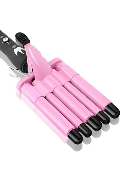 fun zone Rock Pow 5-Barrel Curling Iron Wand Hair Crimper Pink/Black