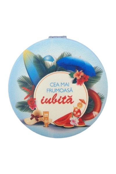 OEM Metal Pocket Mirror, Most Beautiful Lover, 7x7cm, Multicolor, M2