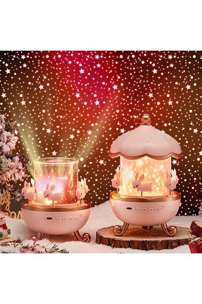 divendi-ro Rotating star projector, with night light function, adjustable light,music, projections, pale pink