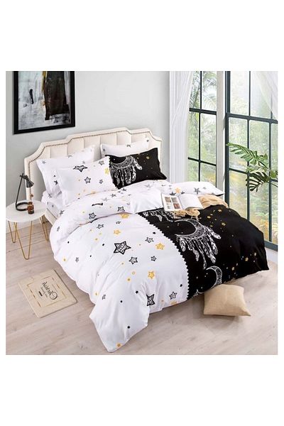 JOJO HOME Bed Linen, Jojo Home, M3, 6 Pieces, Double, 245x250cm, Superior Finet, Black White