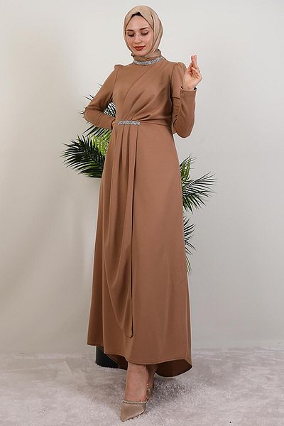 GİYZAMİLA Liya Hijab Φόρεμα Sütlükahve