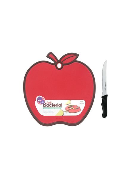 locknlock Anti-Bacterial Cutting Board Apple Red + Free 31cm Metaltex Filleting Knife