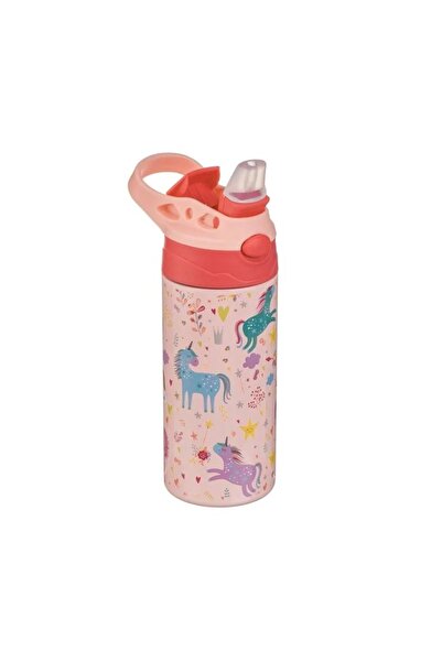 divendi-ro Sticlă izotermă Pop-Up pentru copii cu unicorni, 500 ml, oțel inoxidabil, roz