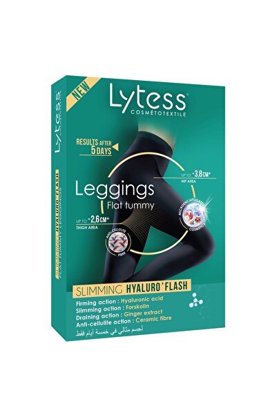 Lytess بنطال ليجنز مسطح لتنحيف البطن بحمض الهيالورونيك، أسود، مقاس صغير/متوسط