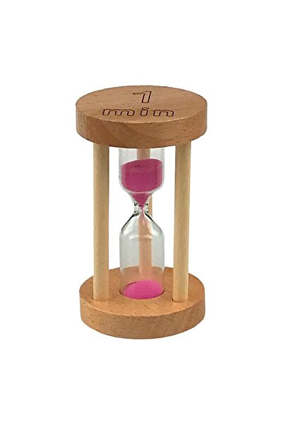 OEM Wooden Hourglass 1 Minute, 5x9 cm, Brown-Pink