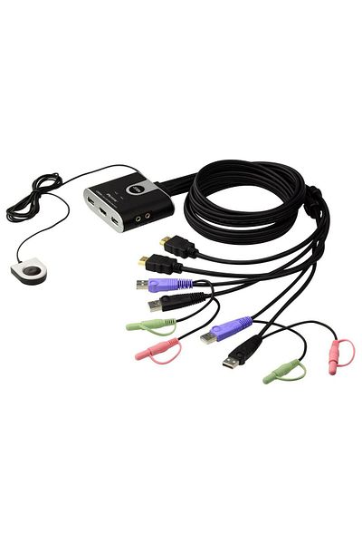 Electronica Comutator KVM audio Aten CS692 cu 2 porturi USB HDMI și telecomandă pentru selecția de porturi, CS692-AT