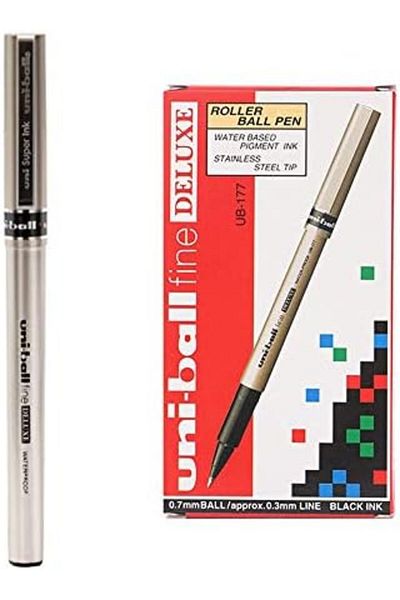UNİ-BALL Fine Deluxe Roller Pen Black - Ub177 (Pkt Of 12)