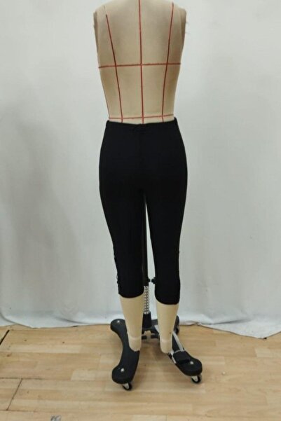 Mossta Yüksel Waist Lace Detailed Diver Leggings - Black