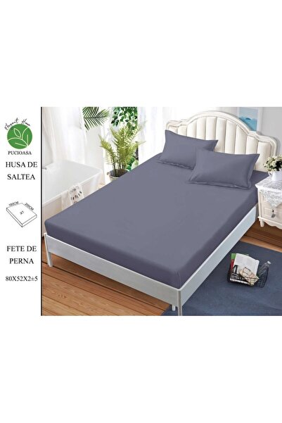 Pucioasa Duvet cover and pillowcase set, Plain, 3 pieces, 2 persons, 180x200cm, Satin Finet, Dark grey