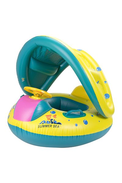 divendi-ro Saltea gonflabilă cu apă Pontoon pentru copii cu acoperiș, dimensiuni 65 x 73 cm