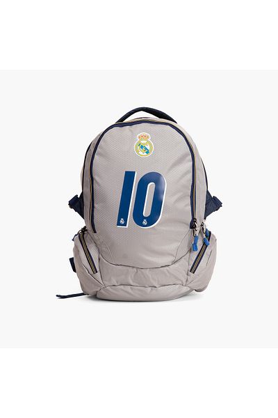 Real Madrid 18-inch Printed Backpack with Adjustable Straps and Zip Closure - 28x13x45 cms