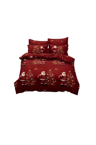 JOJO HOME Lenjerie de pat, Jojo Home, Finet, 1 persoana, 4 piese, Mos Craciun, 155x230cm, Multicolor